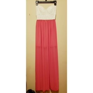 White Coral Strapless Dress